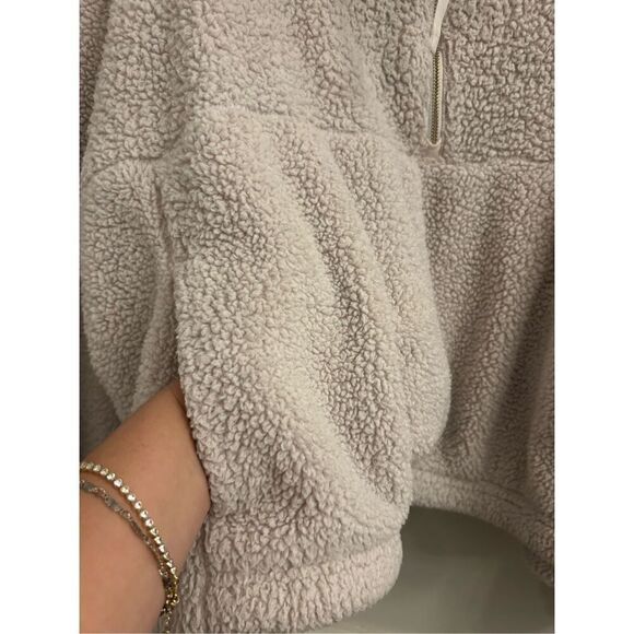 Old Navy Sherpa 1/2 zip Pullover Cowl neck XL Cream - Picture 9 of 9
